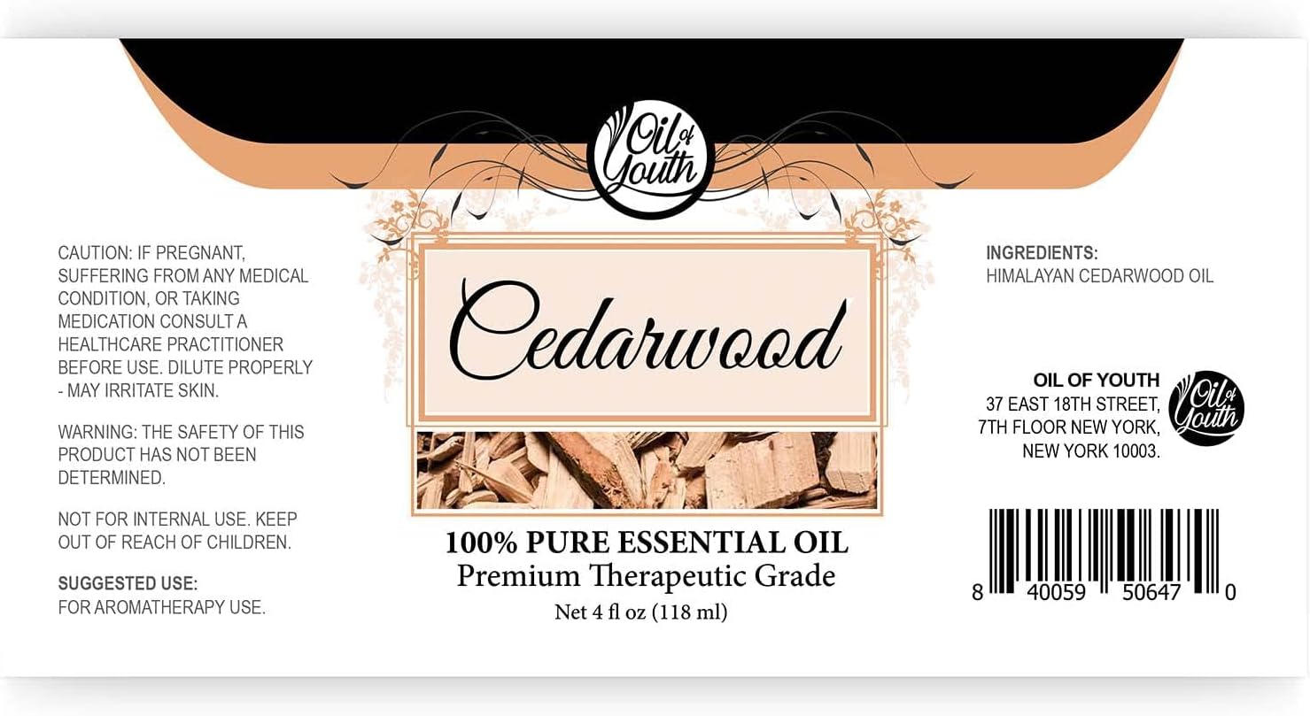 Oil of Youth Essential Oils 4oz - Cedarwood Essential Oil - 4 Fluid Ounces