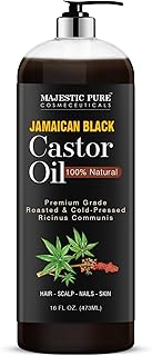 MAJESTIC PURE Pure Jamaican Black Castor Oil for Hair Care, Strengthening, Nourishing, and Volumizing Formula - Non GMO Verified, 16 Fl Oz