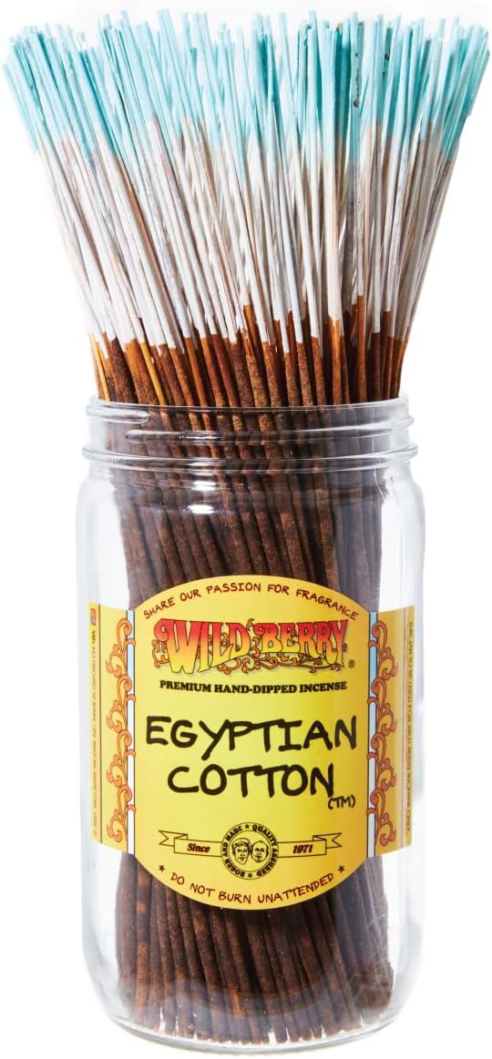 Wild Berry Incense Sticks - Egyptian Cotton - Crisp Linen and Cotton Scent - Hand Dipped in The USA (100 Count)