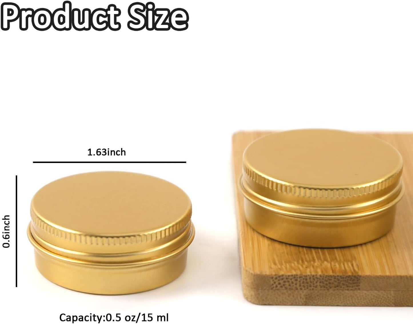 30 Pcs 0.5 oz Aluminum Tin Cans Metal Round Tins Salve Tins Empty Lip Balm Containers with Lids Gold