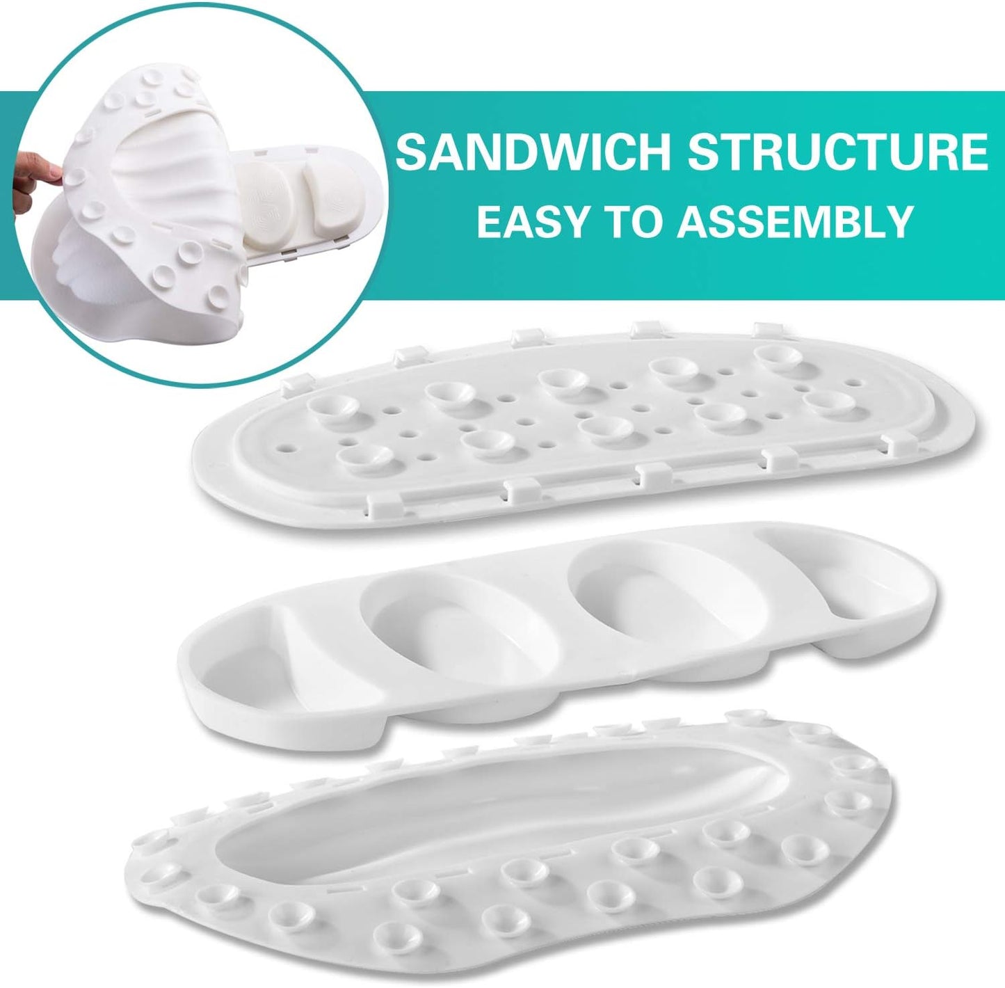 Small Bath Tub Neck Pillow, TPE Waterproof Suction Cups Bathtub Neck Pillow & Cushion, Ultra Thin, Lightweight Quick Drying Bath Accessories Spa Gifts for Women,White (13x9.6x1.6 Inch)