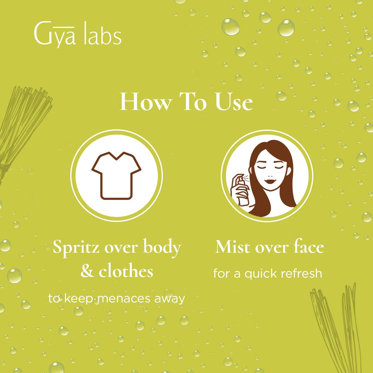Gya Labs Lemongrass Hydrosol - 3.4 Fl Oz - Hydrating Face & Body Mist for Skin Toner & Hair Refresher - As Pillow, Room & Linen Spray for Fresh Scent