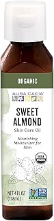 Aura Cacia Organic Sweet Almond Oil - GC/MS Tested, USDA Organic, Mild, Versatile Sweet Almond Oil for Skin, DIY, Aromatherapy and Home Use | 4 Fluid Ounces (Pack of 1)