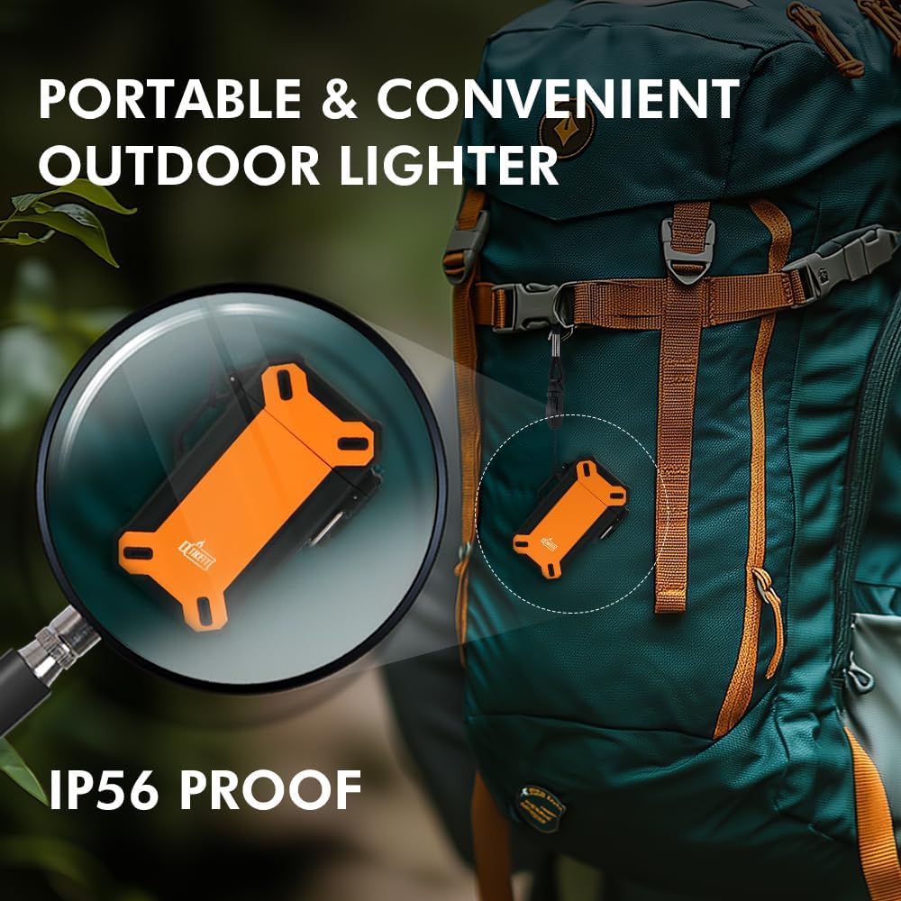 Dual Arc USB Rechargeable Electric Camp Lighter with Retractable Flexible Long Neck Waterproof Windproof Lighter for Outdoor, Grill and Candle (Orange)