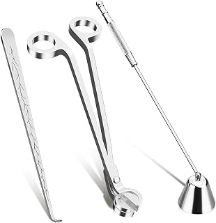 Candle Wick Trimmer, 3 in 1 Candle Accessories Set,Candle Snuffer and Wick Dipper, Candle Wick Cutter Trimmer with Gift Package for Candle Lover (Silver)