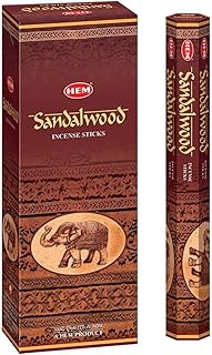 HEM Sandalwood Incense Sticks – 120 Count (Pack of 6 Boxes) – Classic Sandalwood Aroma Incense for Meditation, Yoga & Home Fragrance