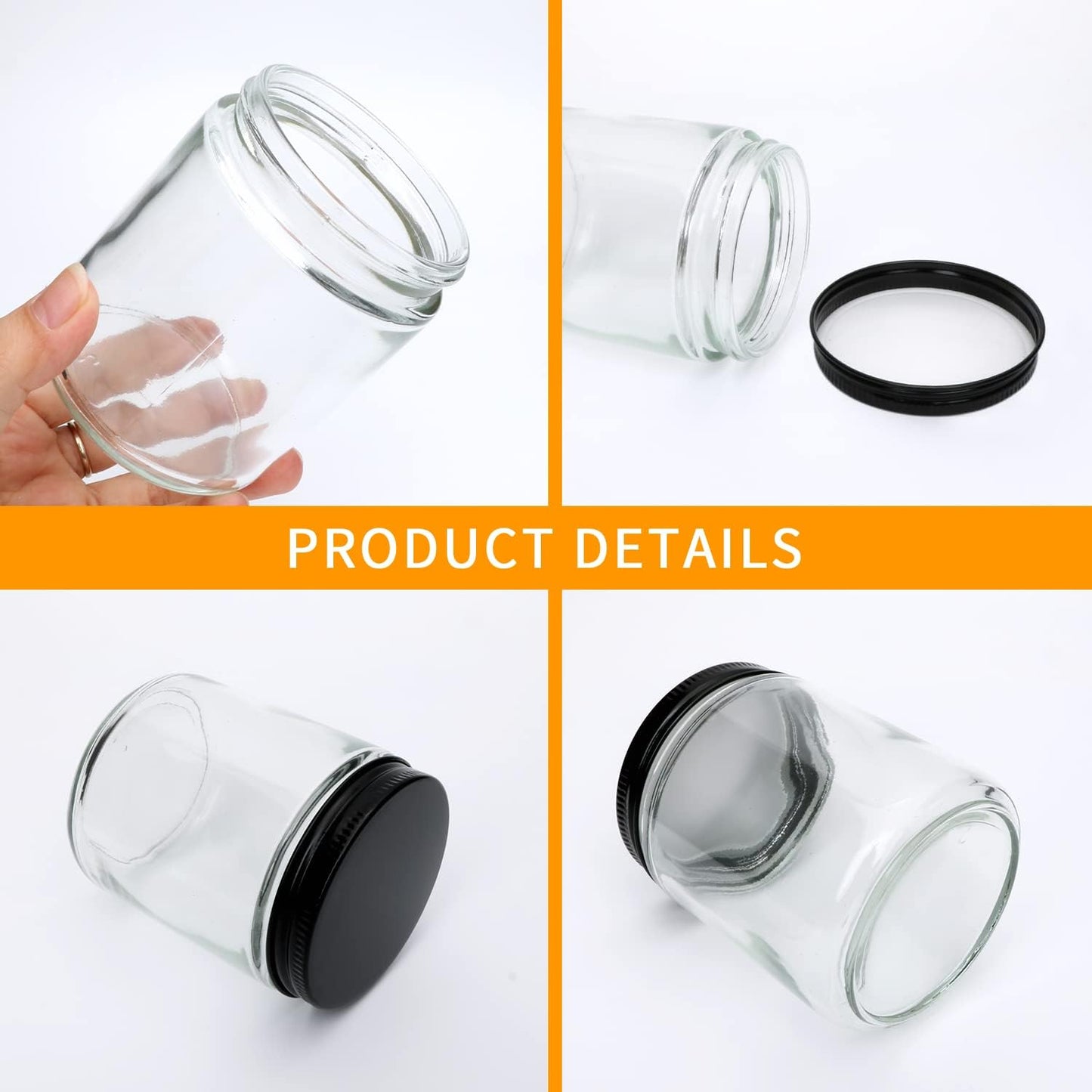 8 OZ Glass Jars with Metal Lids,Clear Round Empty Candle Jars with Airtight Lids,Small Mason Canning Jars for Food,Candle,Honey,Candy,30 Pack.
