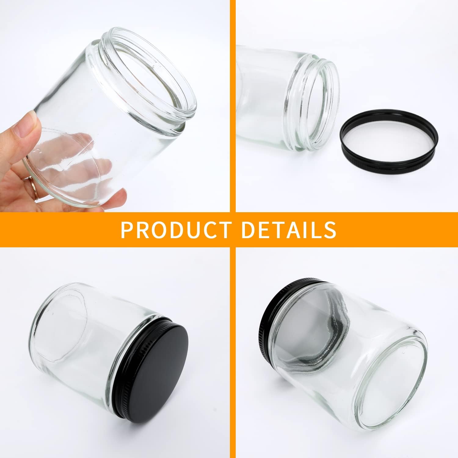 8 OZ Glass Jars with Metal Lids,Clear Round Empty Candle Jars with Airtight Lids,Small Mason Canning Jars for Food,Candle,Honey,Candy,30 Pack.