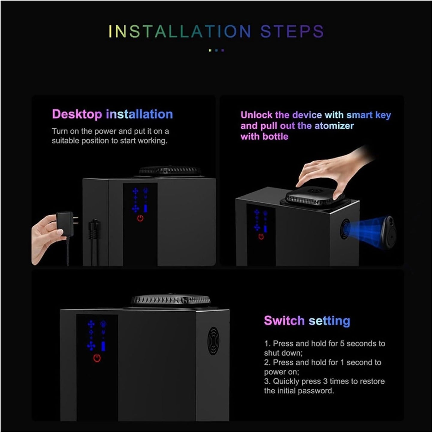 Waterless Scent Diffuser Fragrance Collection 200Ml Essential Oil Nebulizer with Coverage up to300m² Multi-Angle Diffusion Magnetic Anti-Theft Lock Fragrance Diffuser for Home Office Hotel