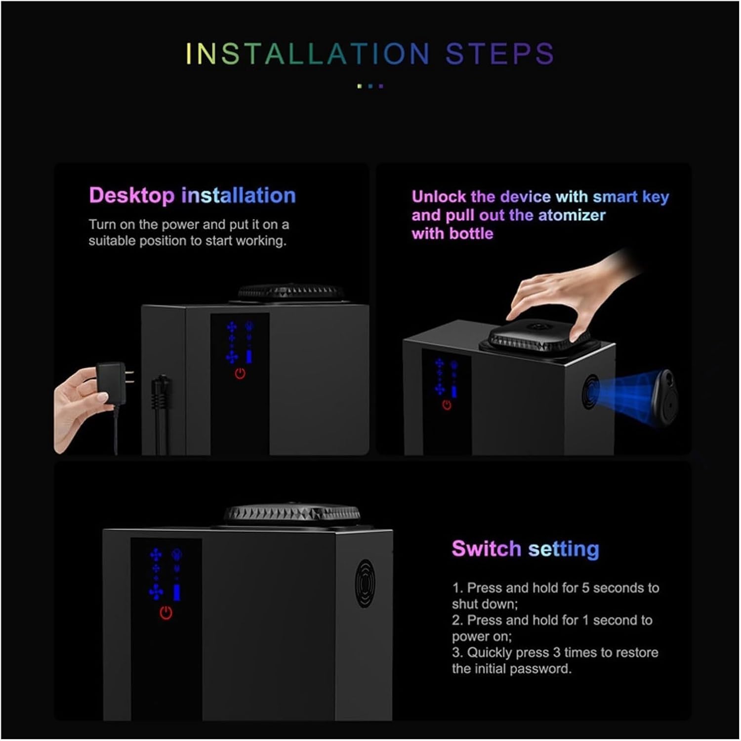 Waterless Scent Diffuser Fragrance Collection 200Ml Essential Oil Nebulizer with Coverage up to300m² Multi-Angle Diffusion Magnetic Anti-Theft Lock Fragrance Diffuser for Home Office Hotel