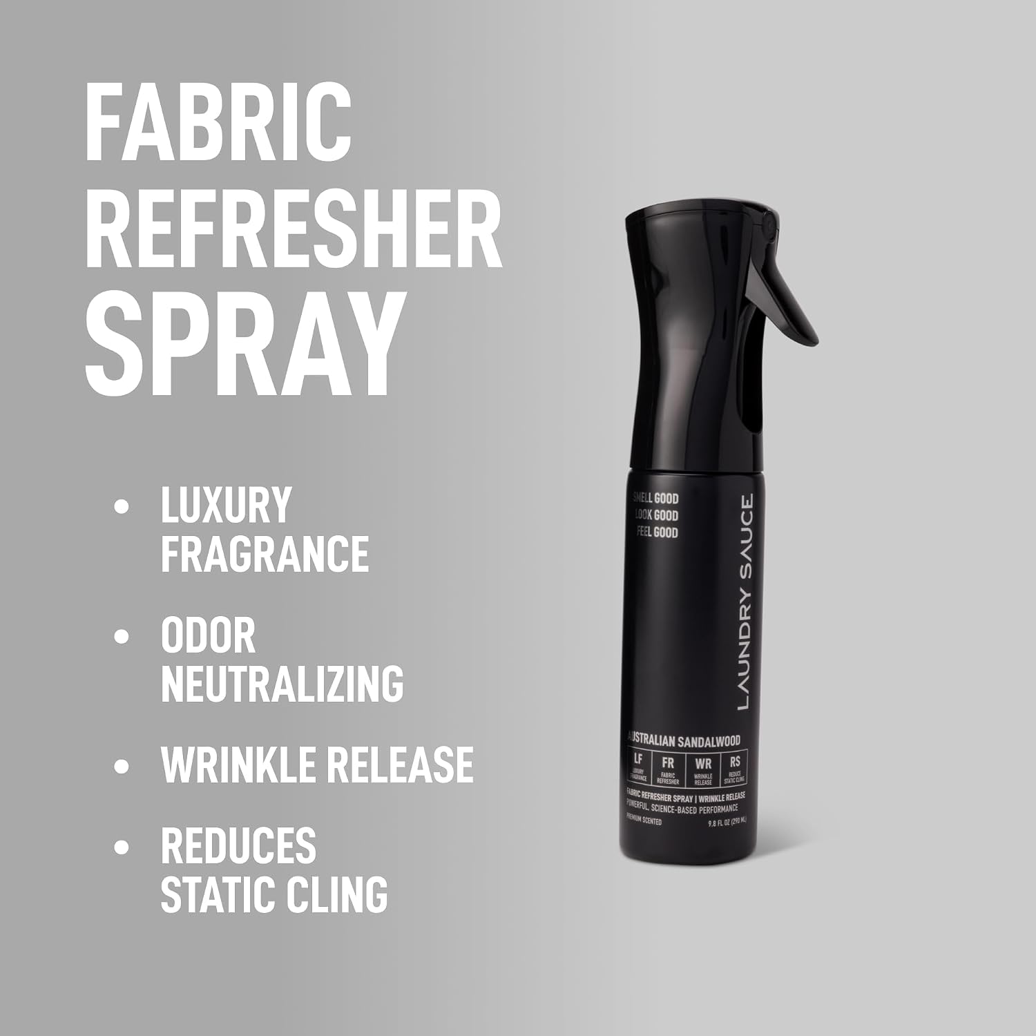 Laundry Sauce Fabric Refresher Spray Australian Sandalwood, Odor-Fighting Fabric Refresher, Fragrance and Laundry Scent, 9.8 fl oz