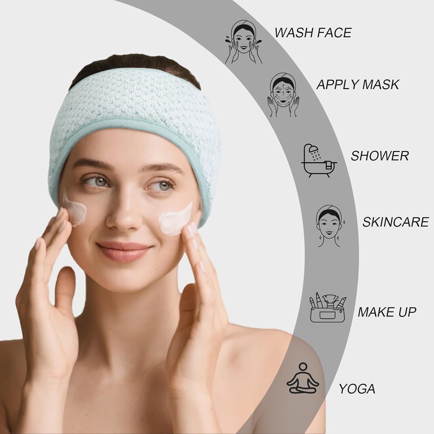 Huachi Skincare Headbands for Women Girls: Spa Headband for Washing Face Towel Hair Bands, Makeup Facial Face Wash Head Bands 4 PCS