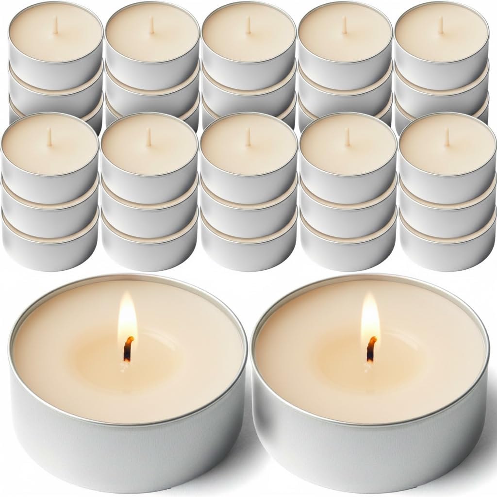DecorRack 30 Tealight Candles, French Vanilla Scented, Aromatherapy, Pleasant Fragrance, Scented Home Decor, Votive Long Lasting Candles (3 Packs of 10)