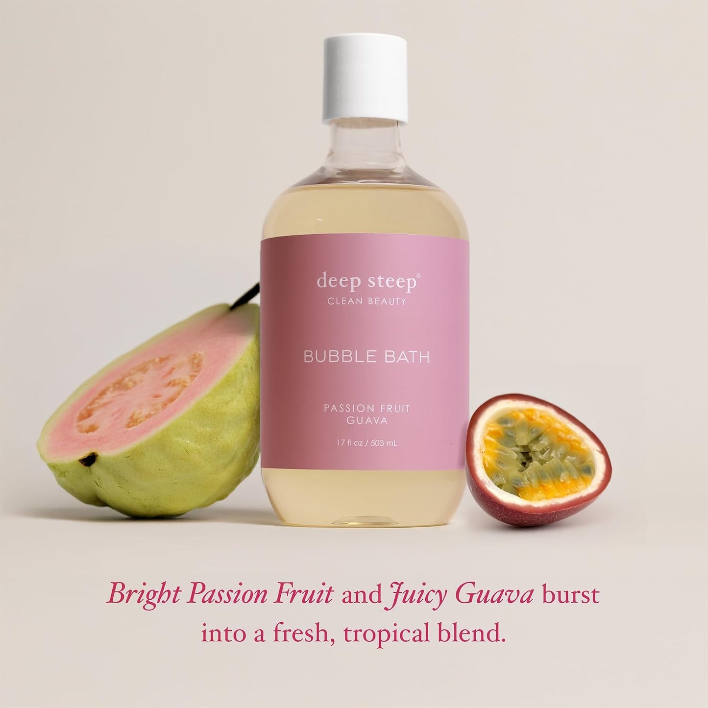 Deep Steep Bubble Bath, Passion Fruit Guava 17 oz (Pack of 2) – Hypoallergenic, Clinically Tested Soothing Soak with Shea Butter & Argan Oil – Sulfate-Free