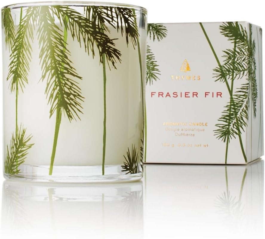 Thymes Frasier Fir Pine Needle Candle – Holiday Candles for Home Scented with Notes of Crisp Siberian Fir, Cedarwood & Sandalwood – Christmas Decor (6.5 oz)