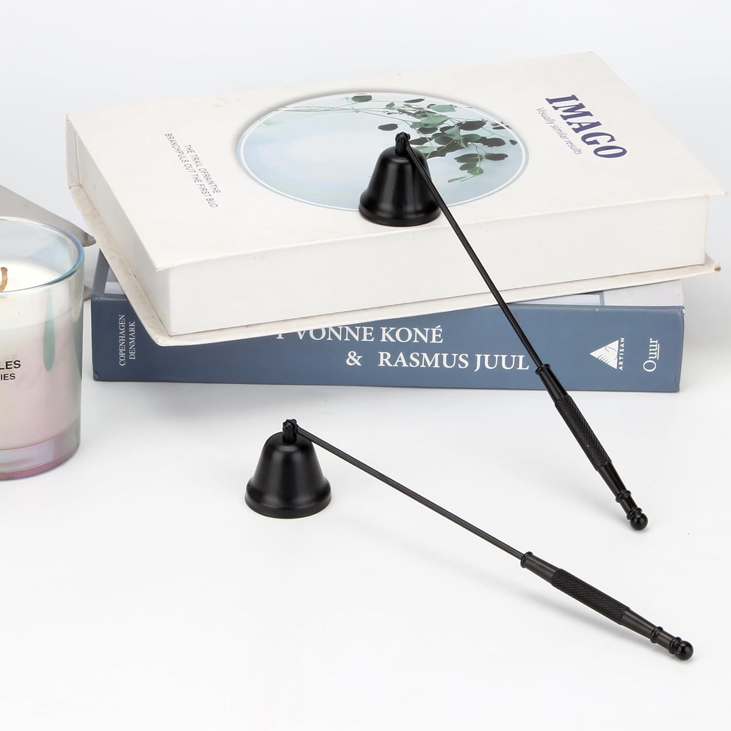 2 Pack Candle Snuffer, Candle Snuffers Wick Snuffer Candle Accessory, Extinguish Candle Flame Safely Tool with Long Handle, Candle Turn Off Device for Putting Out Wick Flame
