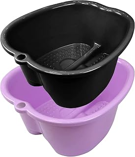 Extra-Large Foot Bath Soak Tub 2-Pack – Durable Massage Basins for Home Relaxation, Fits Large Feet, Non-Slip Base Purple/Black