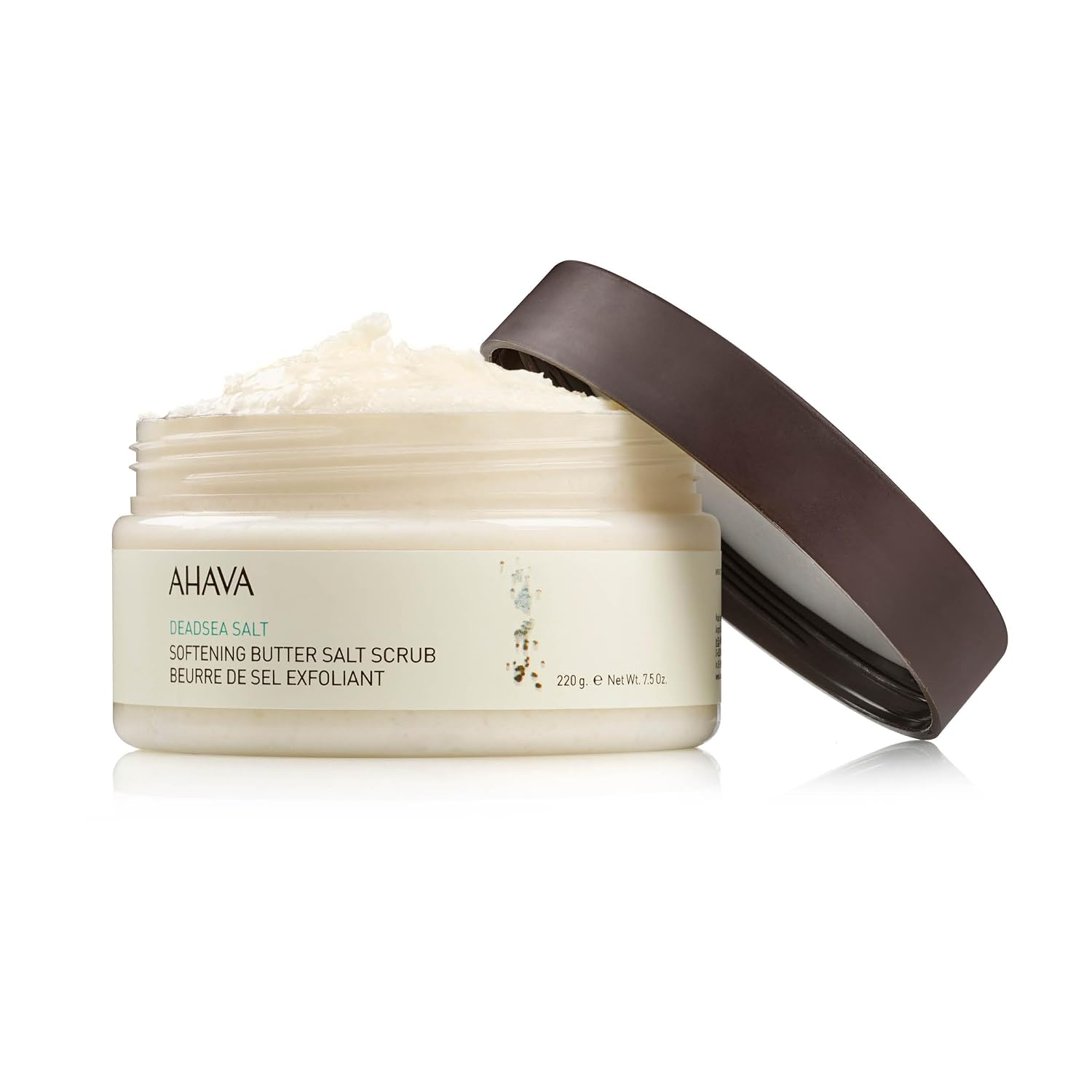 AHAVA Dead Sea Salt Softening Butter Salt Scrub - Rich, Buttery Body Scrub for Smooth, Radiant Skin, Energizes Sensation for Body & Mind, with exclusive Osmoter, Jojoba & Coconut Oil, 7.5 Fl.Oz