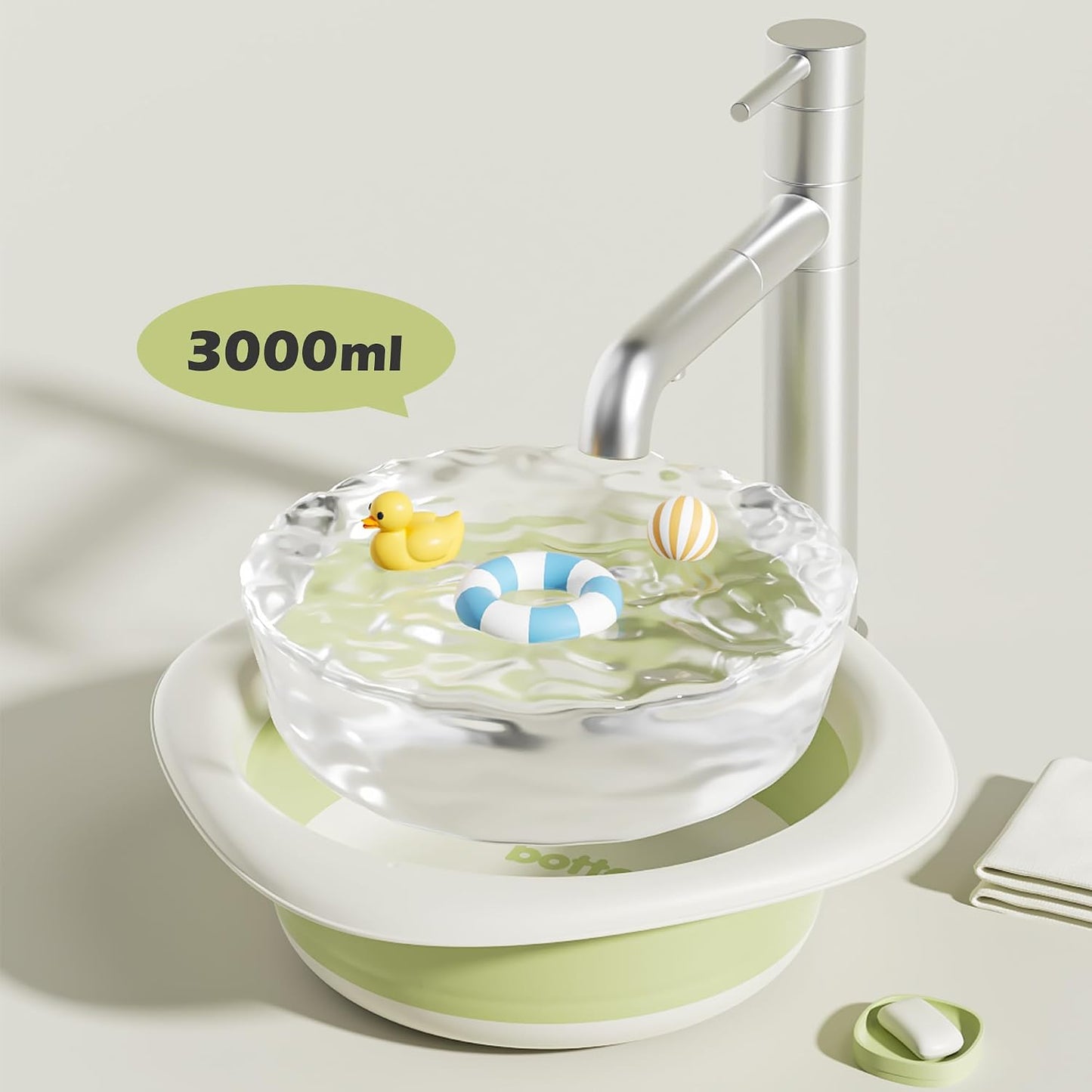 3-Pack Collapsible Wash Basin Set, Baby Kids Foldable Small Wash Basin, Portable Plastic Basins for Bottles, Travel, Camping, Laundry