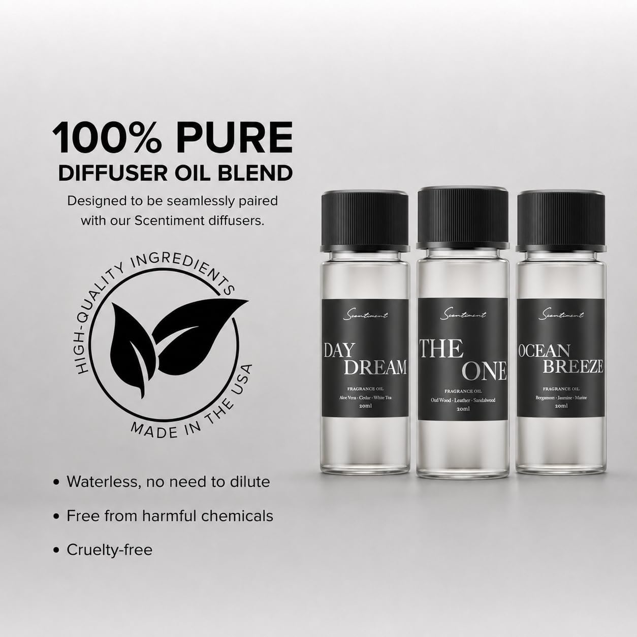 Scentiment Hotel Scents Discovery Set – Day Dream, The One & Ocean Breeze | Fresh, Woody & Marine Fragrance Oils | Luxury Home Scent Kit for Cold Air Diffusers 3 x 0.68 fl oz (20 mL)