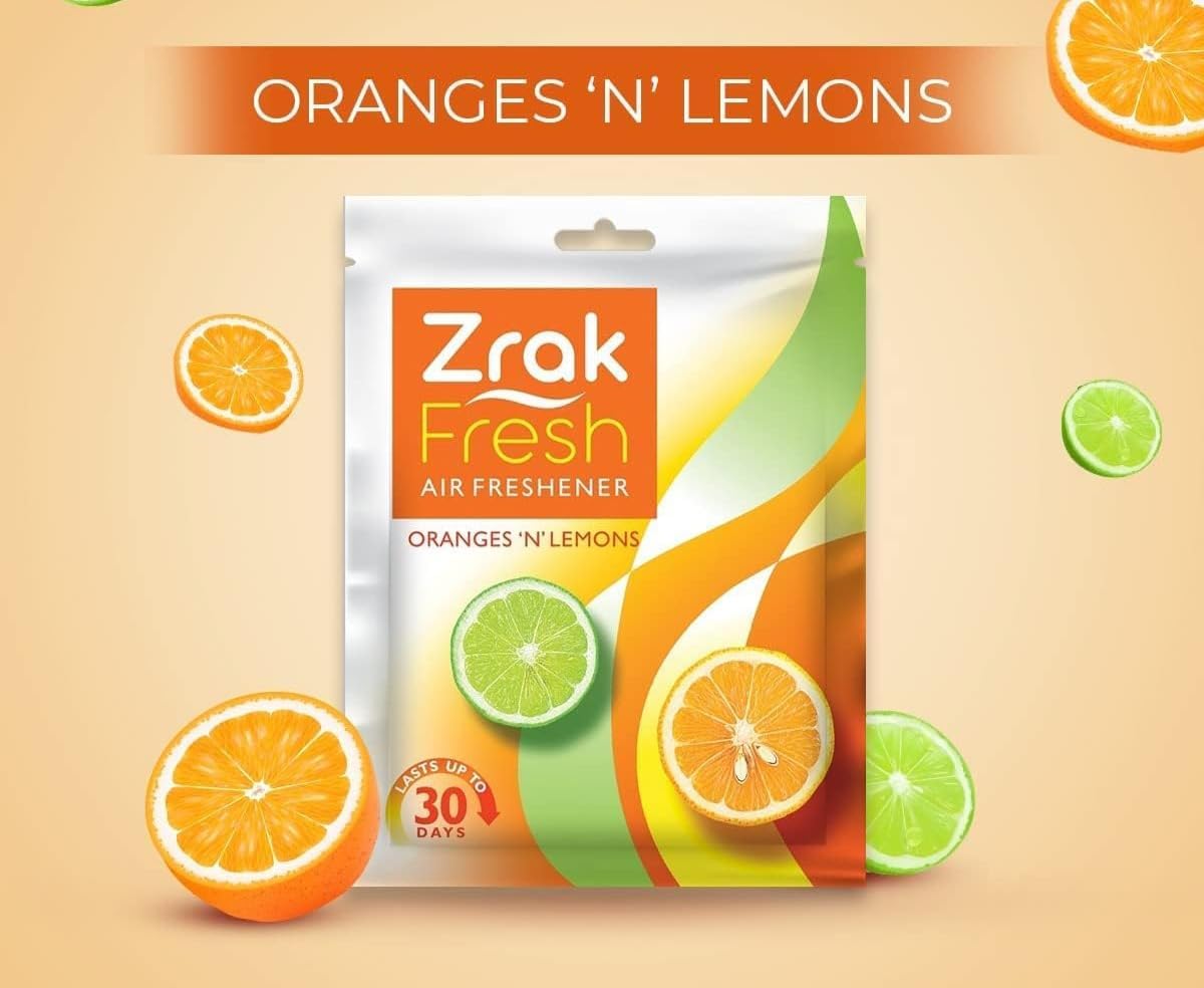 Air Freshener| Hanging Scented Sachets| for Home|Car|Shoe Area Odour Removal| Gym Bags|Drawer|Wardrobe Closet| pet Area Odour Oranges n Lemons Closet Scented Fresh Value Pack of 12 (Each10g