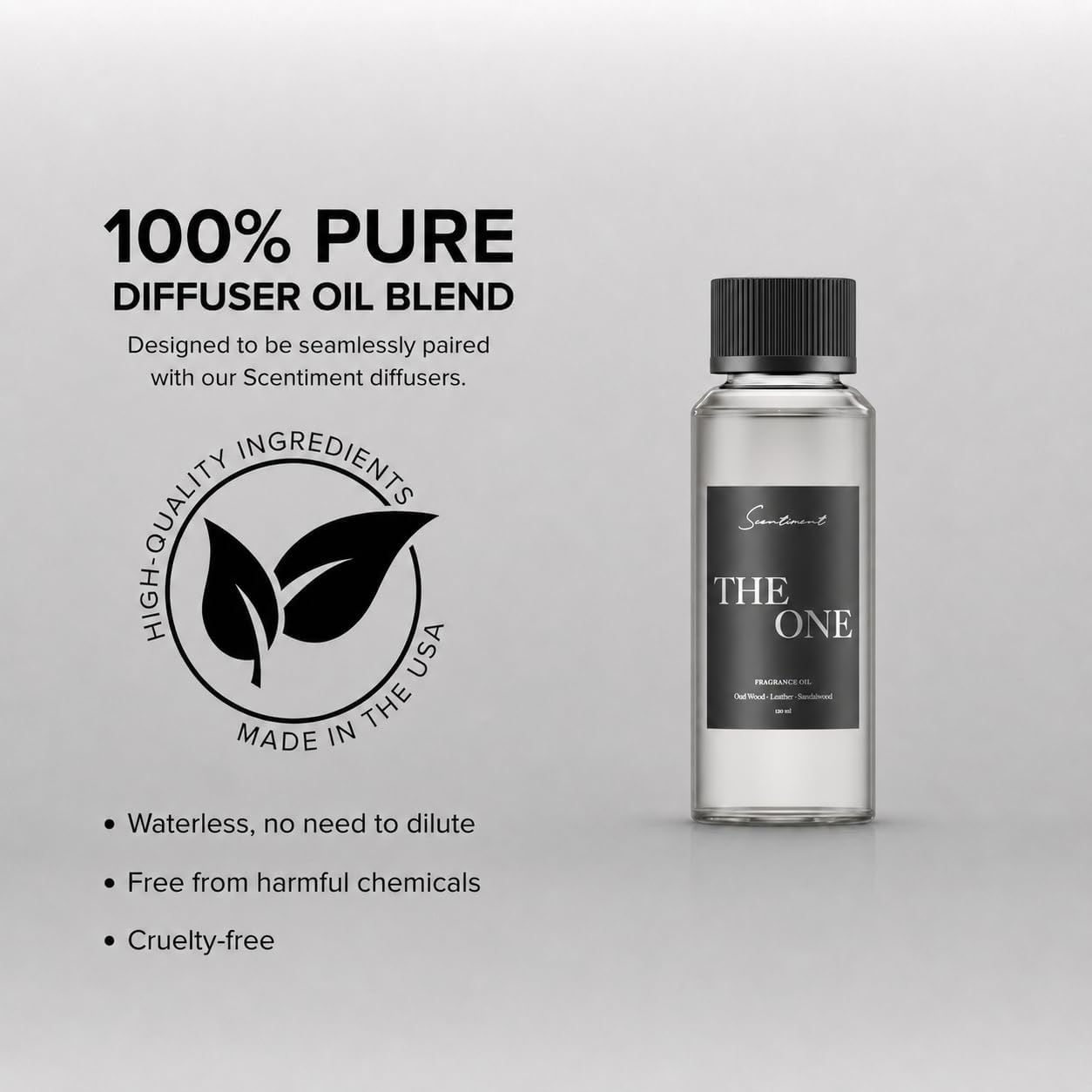 Scentiment The One Diffuser Oil - Premium Hotel Scent with Notes of Cardamom, Leather, Lemon with Cinnamon & Sandalwood Home Scent, Hotel Fragrance Oil Diffuser Refill - 4.06 fl oz (120 mL)