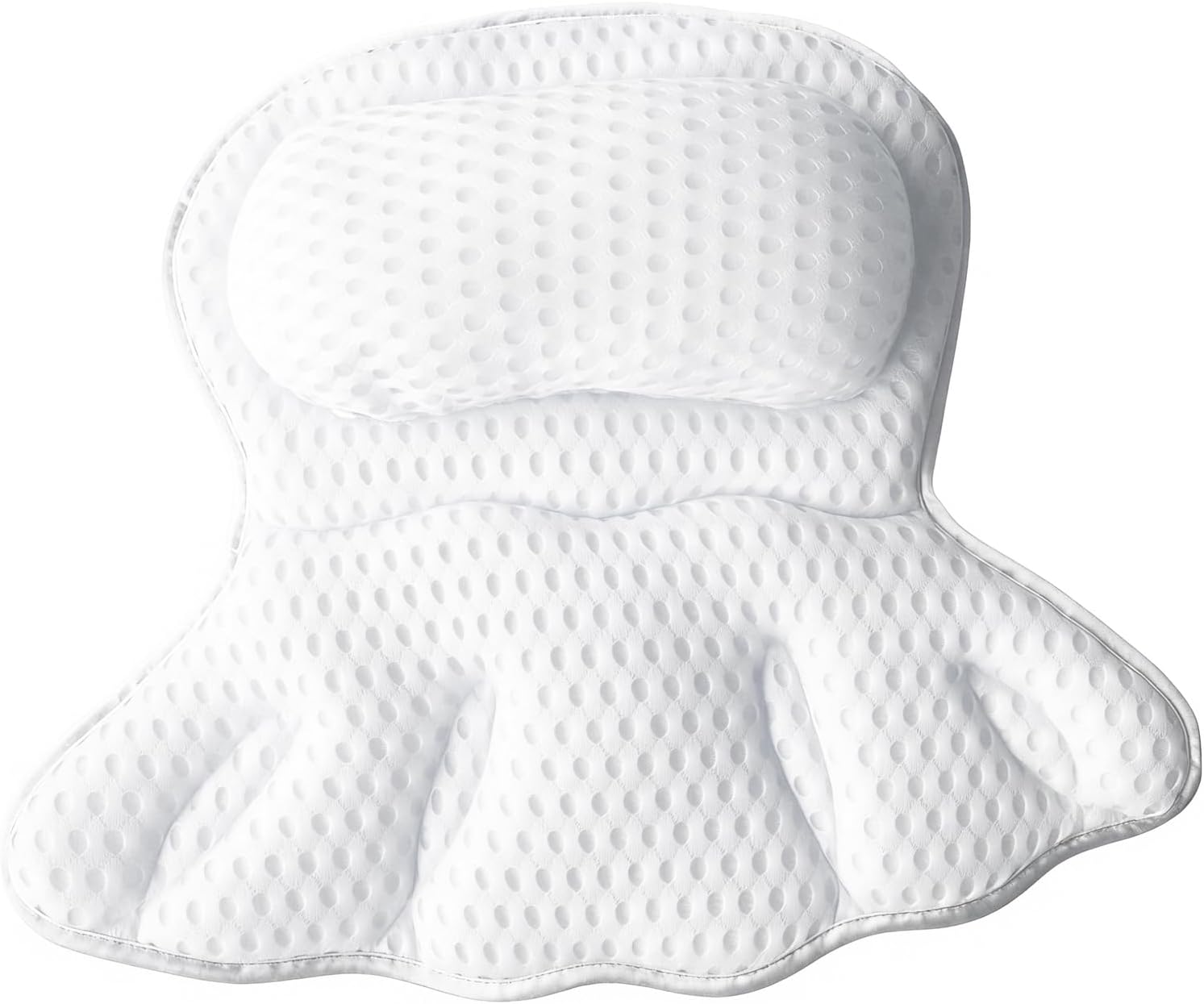 Luxury Bathtub Pillow, 4D Air Mesh Soft Bath Pillows for Tub, Ergonomic Neck & Back Support, Non-Slip Suction Cups Head Neck Support Hot Tub Pillow, Spa Bath Accessories Gift for Women White