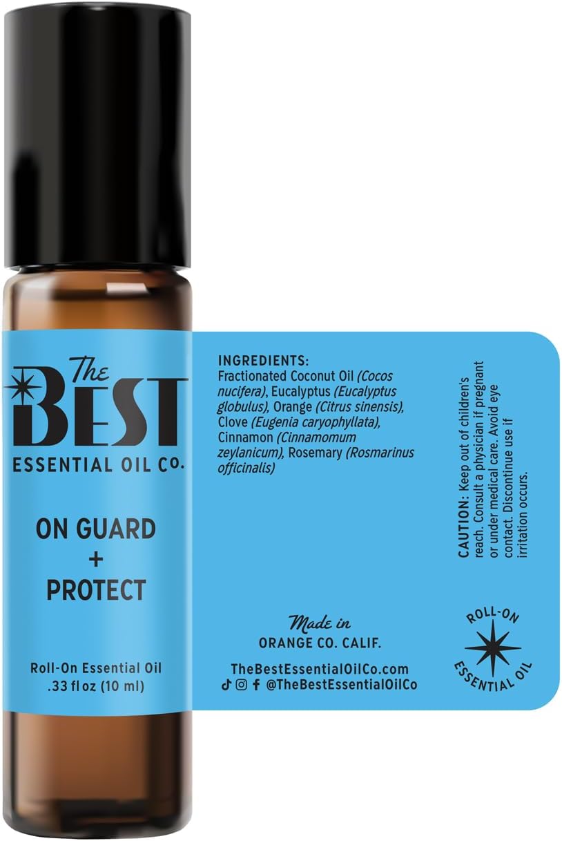 The Best On-Guard + Protect Essential Oil Roll-On Blend- Premium Grade- Pre-Diluted in Coconut Oil- Ready to Use- 10 ml (.33 fl oz)