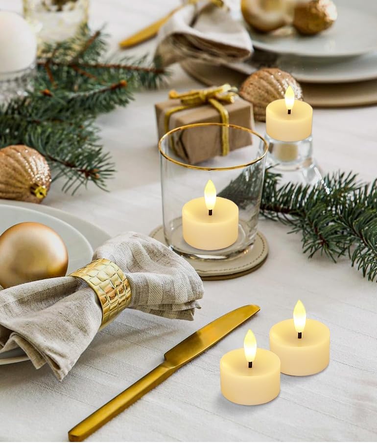 12-Pack Flameless Tea Lights Candles Flickering Flame (White Body, Warm White Glow) - LED Flickering Flameless Tea Candles Battery Operated – LED Candle Lights Decorations Home