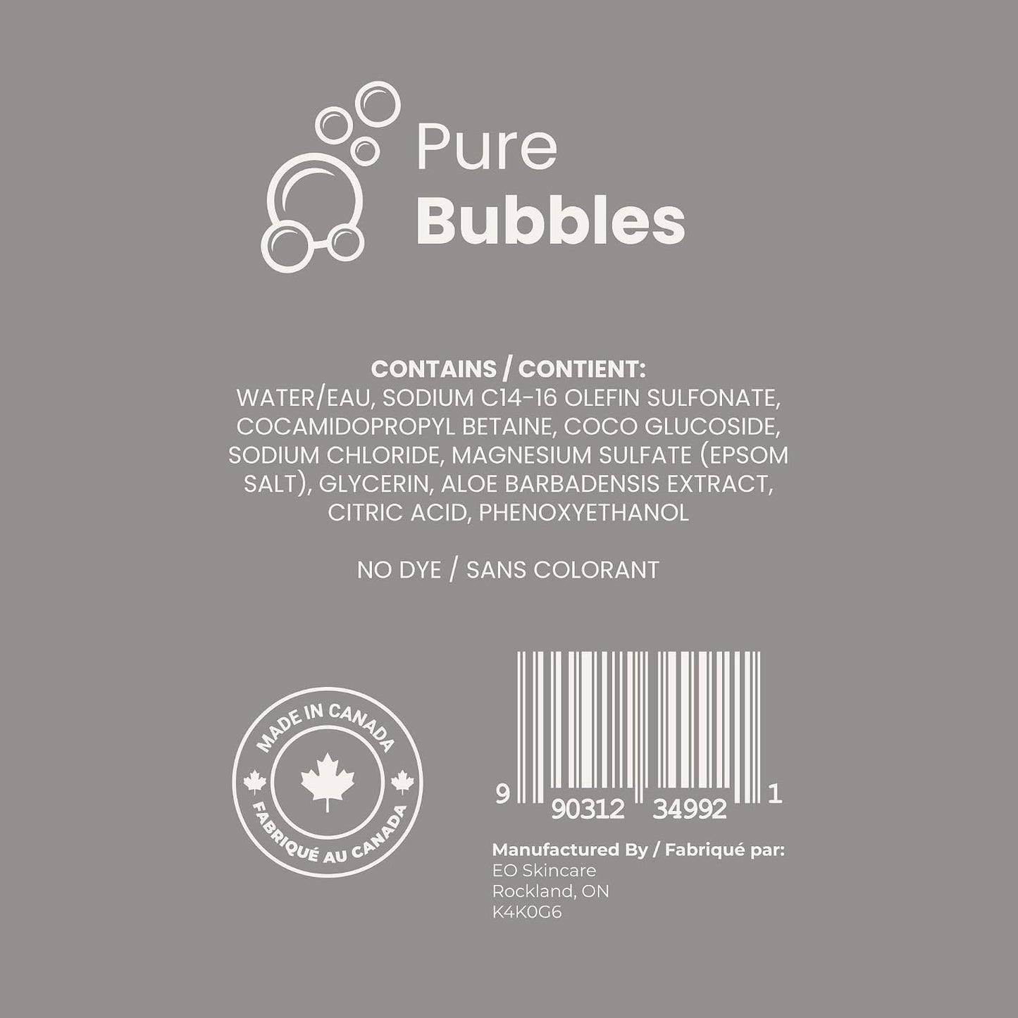 Luxury Unscented Foaming Bath - Natural Fragrance-Free Bubble Bath with Aloe Vera and Epsom Salt - Pure Bubbles Scent (Unscented), 33.8 fl oz / 1L