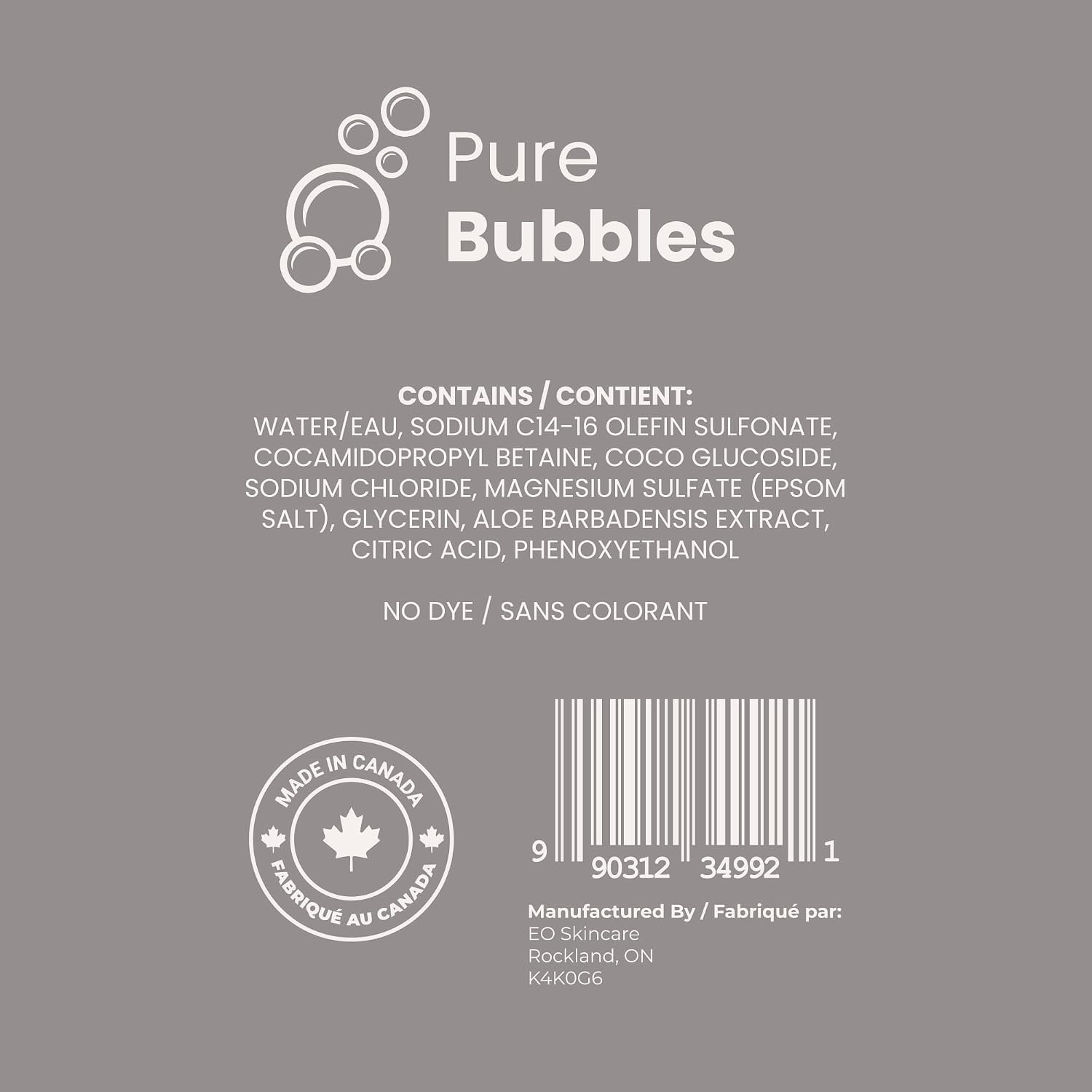 Luxury Unscented Foaming Bath - Natural Fragrance-Free Bubble Bath with Aloe Vera and Epsom Salt - Pure Bubbles Scent (Unscented), 33.8 fl oz / 1L