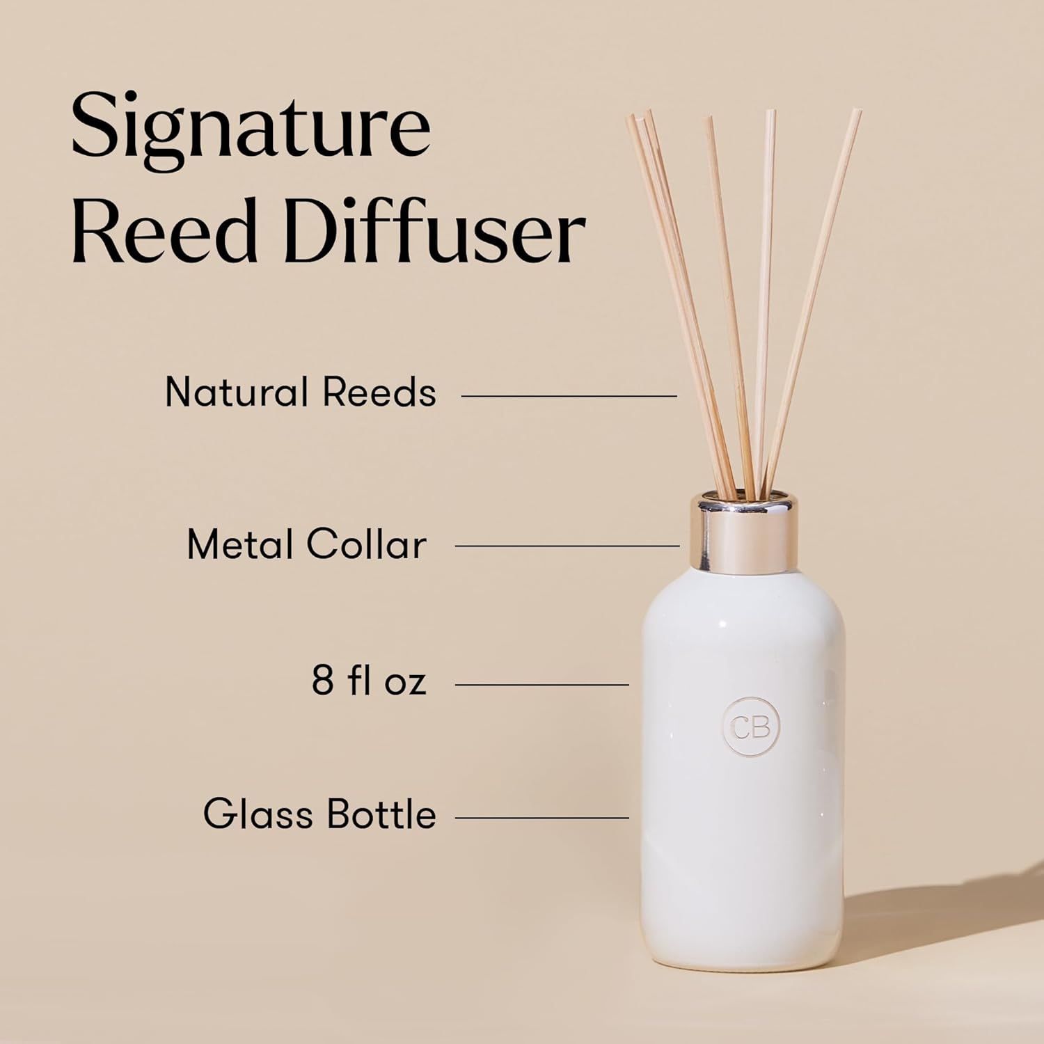 Capri Blue Volcano Reed Diffuser Set - Includes Reeds, Fragrance Oil, and Glass Bottle - Luxury Scented Reed Diffusers for Home Decor - Room Fresheners - White (8 fl oz)