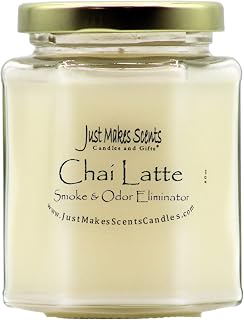Chai Latte Scented Smoke and Odor Eliminator Candle - Neutralizes Cigarette, Food and Pet Smells - Hand Poured in The USA by Just Makes Scents
