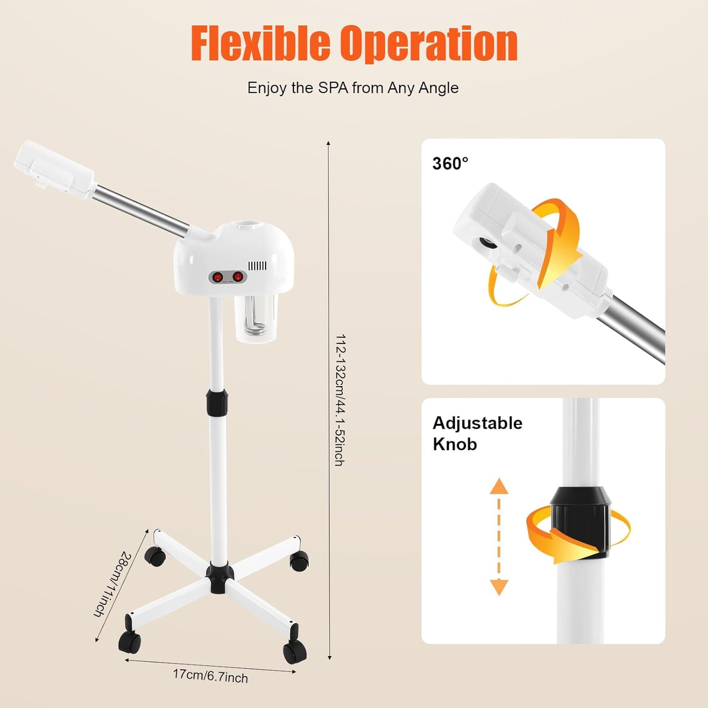 Professional Facial Steamer on Wheels, Face Steamer for Facial Deep Cleaning Nano Ionic Skin Care Steamer for Salon Spa Home Adjustable Height, Mist Face Steamer for Skin Care