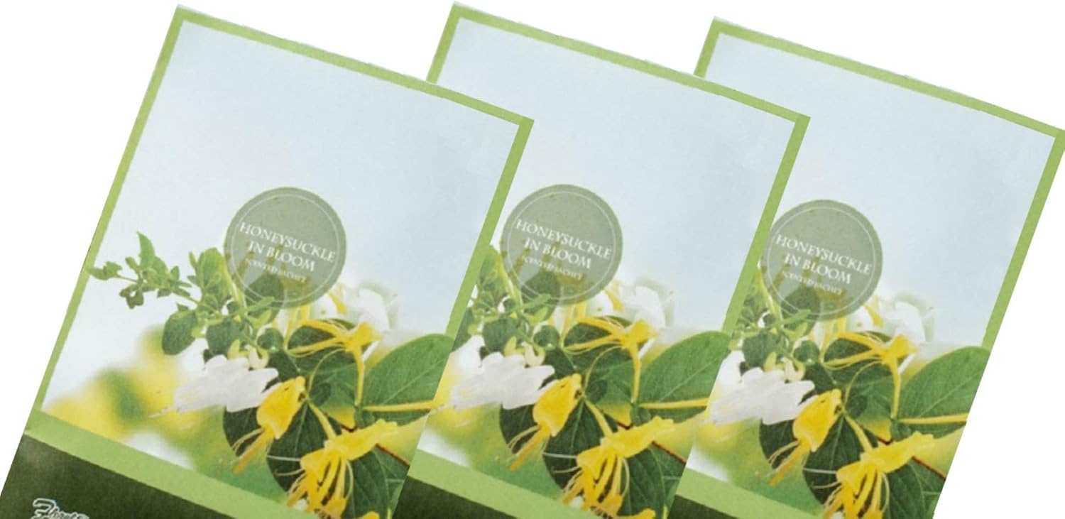 Honeysuckle Scented Sachets Pack of 3, Spring and Summer - Long-Lasting Scented Bags, Home Fragrance, Air Freshener & Deodorizer for Closet, Room, Drawer, or Cars, Made in USA
