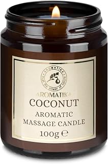 AROMATIKA Coconut Scented Massage Candle - Soy Wax 3.5Oz - Relaxing Massage Candle - Aromatherapy