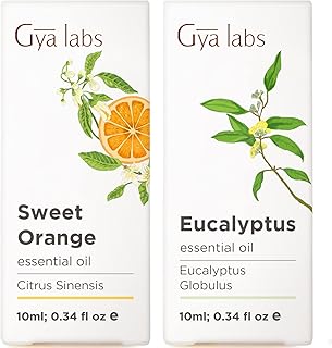 Sweet Orange Essential Oil for Diffuser & Eucalyptus Essential Oil for Diffuser Set - Aromatherapy Grade Essential Oils Set - 2x0.34 fl oz - Gya Labs