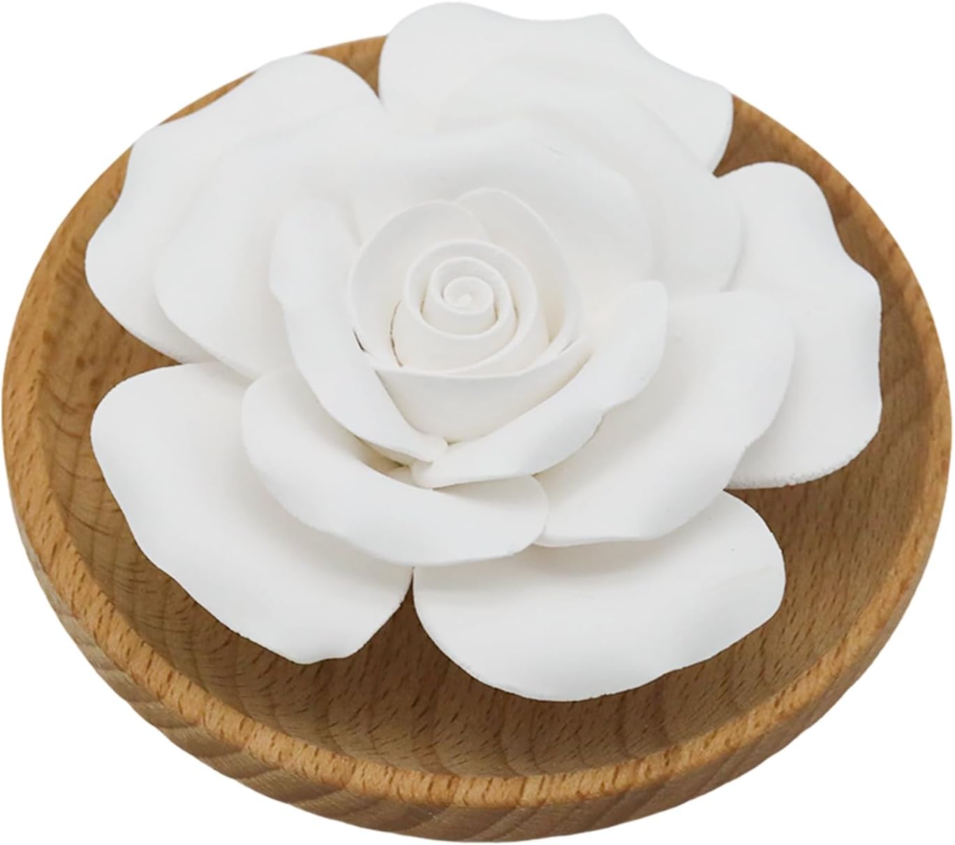 Handmade Flower Rose Ceramic Essential Oil Mini Diffuser, Non-Electric Passive Aromatherapy Diffuser, Decorative Diffusers for Desk/Office/Home Room/Gift (Wooden Pallet)