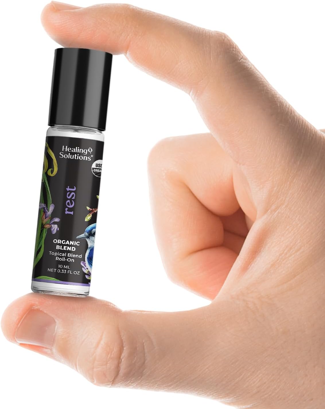 Healing Solutions - Organic Rest Blend Essential Oil Roll on Perfume, Calm, Sleep, Essential Oil Roller, Body Oil, Aromatherapy USDA Certified - 10ml