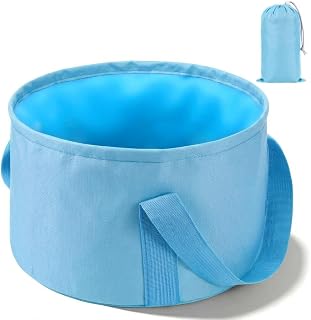 Foldable Bucket for Soaking Feet, Portable Foot Bath Basin, Travel Foot Soaking Tub with Handles, Blue Foot-Spa Soaking-Tub for Home, Travel, Outdoor and Camping (14 L/11x7.5 Inch)
