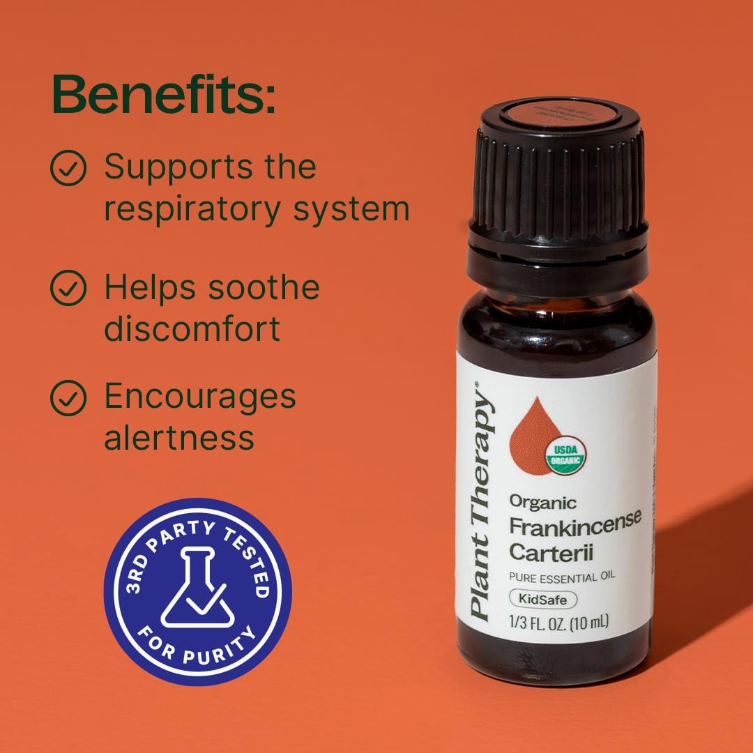 Plant Therapy Organic Frankincense Carterii Essential Oil 100% Pure, USDA Certified Organic, Undiluted, Natural Aromatherapy, Therapeutic Grade 10 mL (1/3 oz)