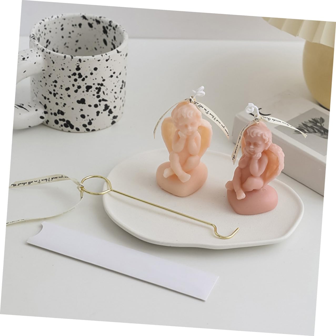 KALLORY 4 Pieces Candle Wick Dippers and Extinguish Hook Set Metal Portable Candle Snuffers and Aromatherapy Safe Flame Extinguisher Tools for Home Décor