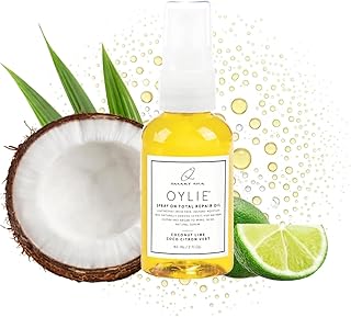 QTICA Oylie Spray On Total Repair Body Oil | Lightweight Spray Oil with Natural Jojoba & Argan Oil for Instant Moisture Smooth Finish Deep Hydration Soft Supple Looking Skin 2oz (Coconut Lime)
