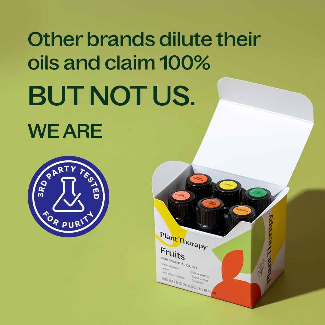 Plant Therapy Fruit Essential Oil Set - Grapefruit, Tangerine, Lemon, Mandarin, Lime, Orange Sweet Essential Oils, 100% Pure, Undiluted, for Diffusers & DIYs, 10 mL (1/3 oz) Each