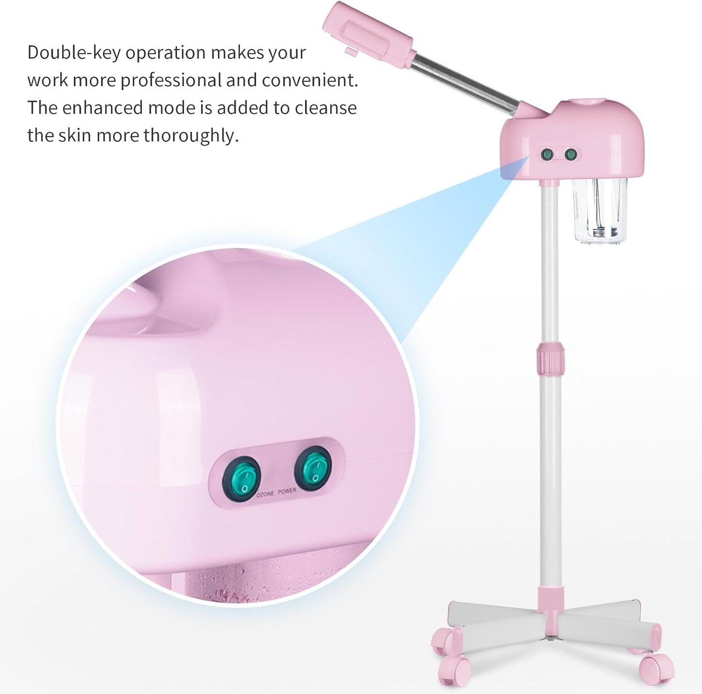 Professional Facial Steamer, Vaporizador Facial Steamer for Esthetician, Vapor Face Steamer, Pink