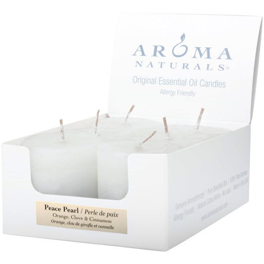 Aroma Naturals Votive Candles with Orange Clove and Cinnamon Essential Oil White Scented