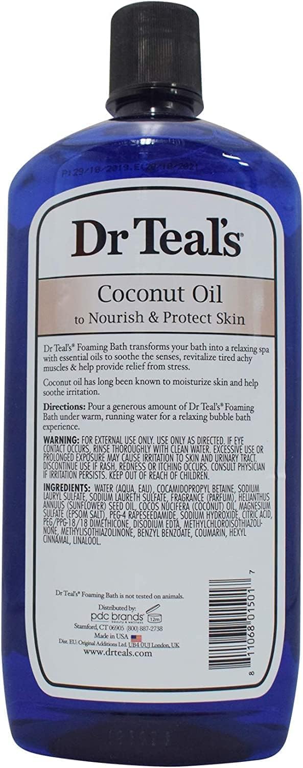 Dr Teal's Foaming Bath Variety Gift Set (2 Pack, 34oz Ea) - Melatonin Sleep Bath, Nourish & Protect with Coconut Oil - Essential Oils Blended with Pure Epsom Salt Ease Pain & Promote Better Sleep