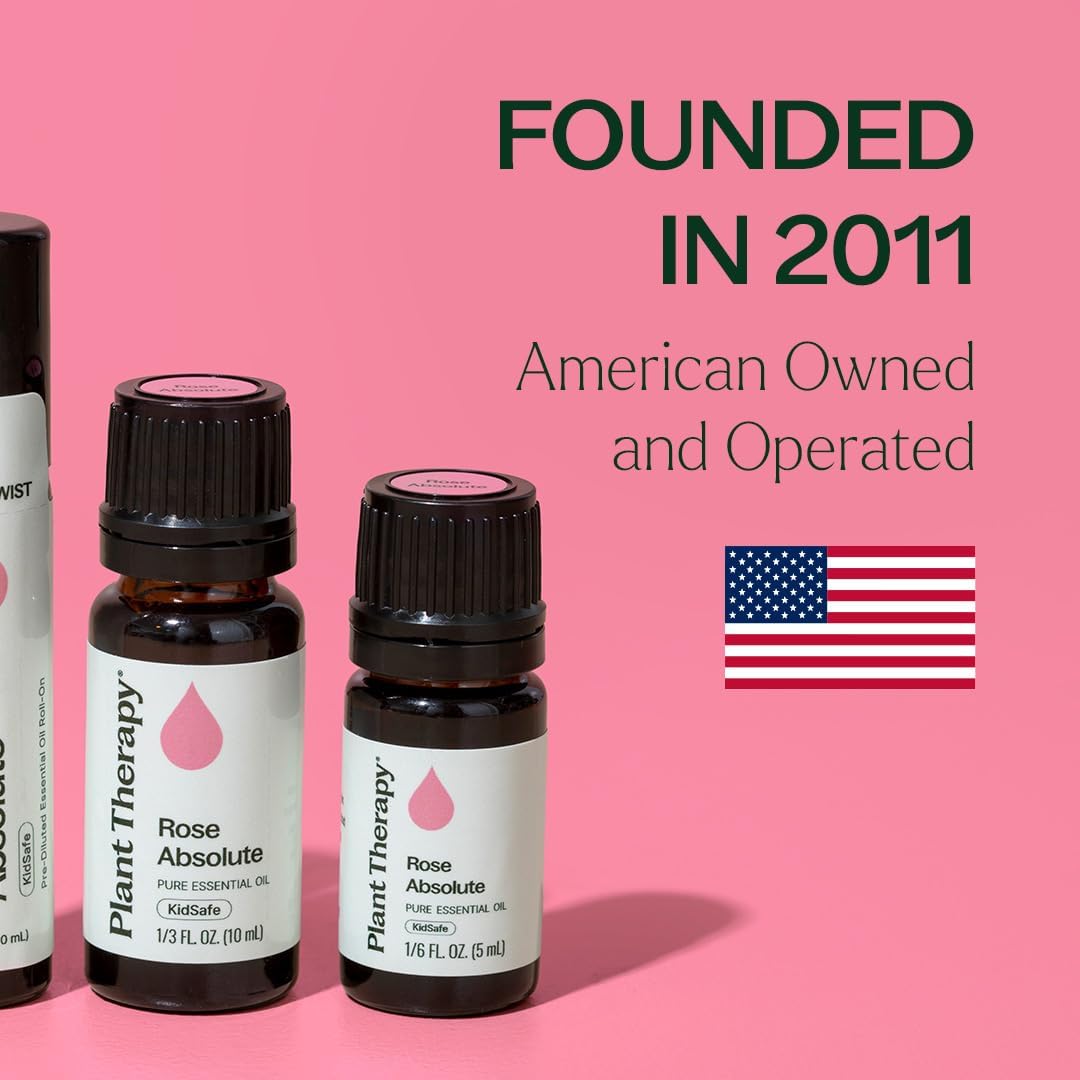 Plant Therapy Rose Absolute Essential Oil, 5 mL (1/6 oz), 100% Pure, Undiluted, Calming & Emotionally Grounding, Great Essential Oil for Skincare