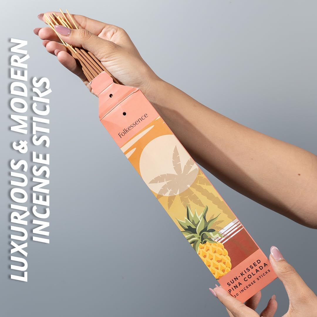 Folkulture Incense Sticks with Holder (120 Sticks) | Set of 6 Fruit Incense Sticks for Energy & Relaxation | No Charcoal, Non Toxic, Long Burning Ocean Breeze, Mango, Strawberry Insence-Sticks