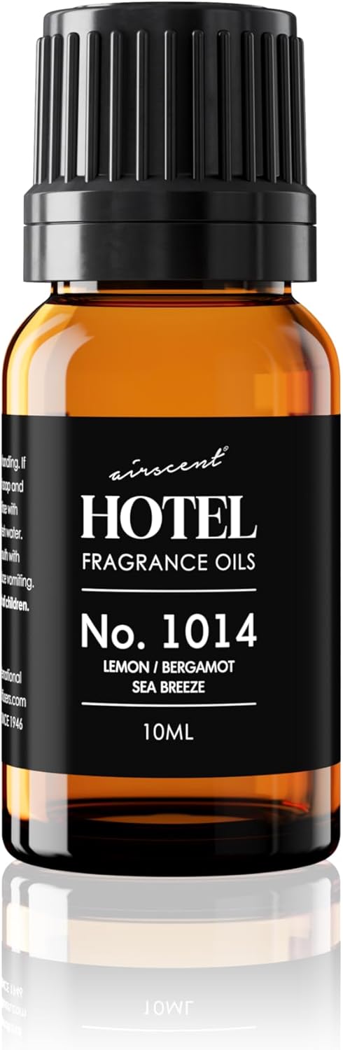 AirScent Hotel Diffuser Oil No. 1014 Inspired by The Iconic 5-Star Hotel Coastal Blend - Lemon Bergamot Sea Breeze - 10 mL, 0.34 fl oz Fragrance Oil for Ultrasonic and Waterless Diffusers and Crafting